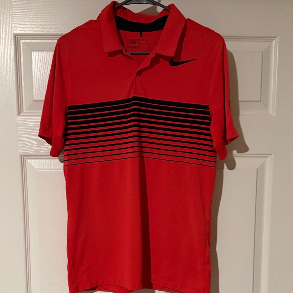 Nike Golf Men's Red TPC Sugarloaf Polo with Black Stripes